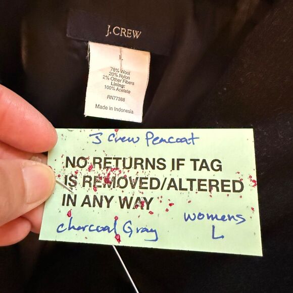 J Crew Womens L Double Breasted Wool Blend Pea Coat Gray Preppy Capsule Career - Picture 4 of 10